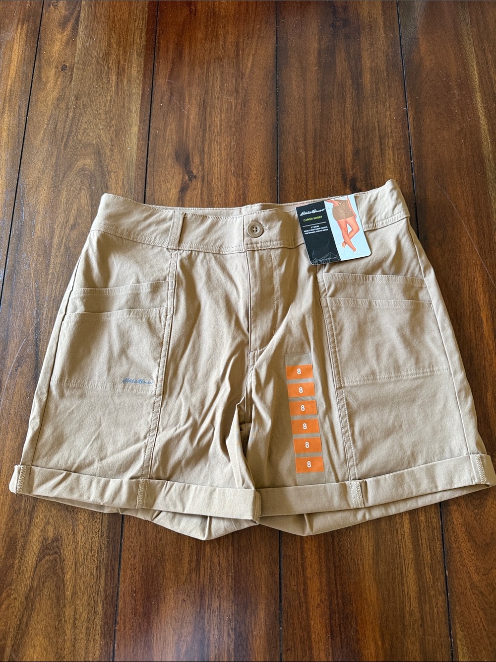 NWT Eddie Bauer Tan Roll-Cuff‎ Utility Bermuda Shorts Size 8